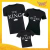 Tris di T-Shirt Nere "Famiglia Reale" Magliette per Tutta la Famiglia Completo di Maglie Padre Madre Figli Idea Regalo Gadget Eventi