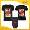 Tris di T-Shirt Nere con Body "Carte da Ramino" Magliette per Tutta la Famiglia Completo di Maglie Padre Madre Figli Idea Regalo Gadget Eventi