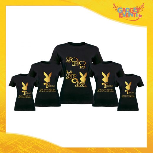 Pacchetto T-Shirt Donna Nere con Grafica Oro "Sono Io La Sposa" Magliette Femminili per Addio al Nubilato Feste e Party Esclusivi Gadget Eventi