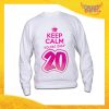 Felpa Bianca "Keep Calm Twenty" Grafica Rosa Maglia Birthday per Feste di Compleanno Idea Regalo per Compleanni Gadget Eventi