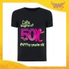 T-Shirt Uomo Nera "Life Begin" Maglietta Maschile Birthday per Feste di Compleanno Idea Regalo per Compleanni Gadget Eventi