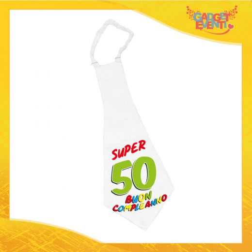 Maxi Cravatta Personalizzata "Super Birthday Cinquantesimo" Cravattone Originale Idea Regalo per Festa di Compleanno Gadget Eventi