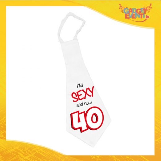 Maxi Cravatta Personalizzata "I'm sexy Quarantesimo" Cravattone Originale Idea Regalo per Festa di Compleanno Gadget Eventi