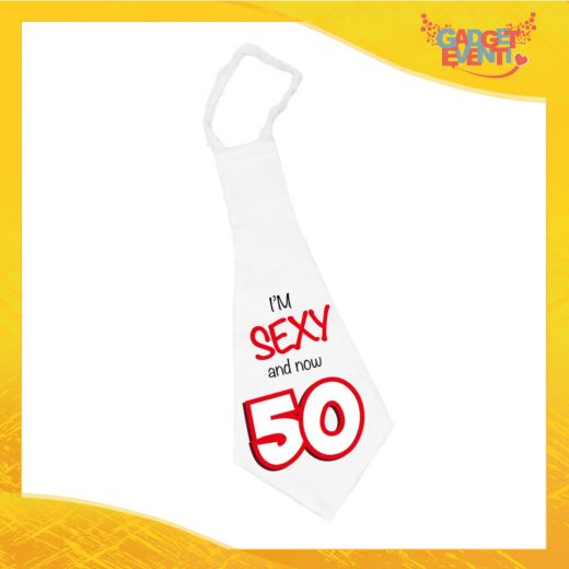 Maxi Cravatta Personalizzata "I'm sexy Cinquantesimo" Cravattone Originale Idea Regalo per Festa di Compleanno Gadget Eventi