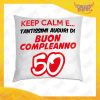 Cuscino Quadrato Divano Letto Poltrona "Keep Calm Cinquantesimo" Idea Regalo per Compleanni Gadget Eventi