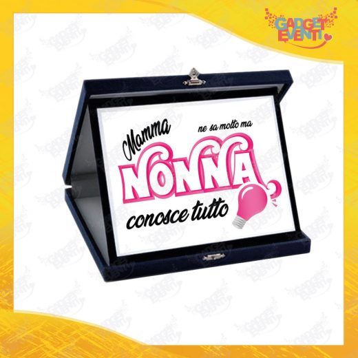 Targa Decorativa Bianca "Nonna Conosce Tutto" grafica rosa Idea Regalo Festa dei Nonni Gadget Eventi
