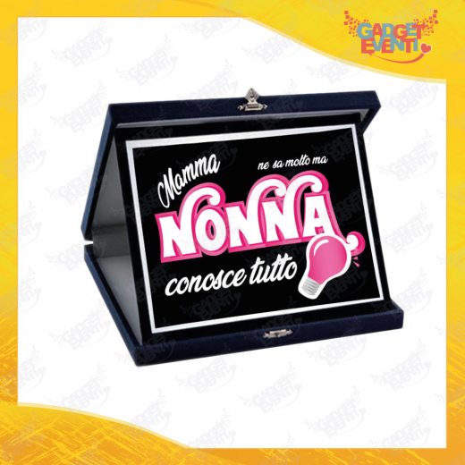 Targa Decorativa Nera "Nonna Conosce Tutto" grafica rosa Idea Regalo Festa dei Nonni Gadget Eventi