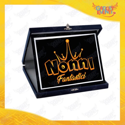 Targa Decorativa Nera "Nonni Fantastici" grafica arancio Idea Regalo Festa dei Nonni Gadget Eventi