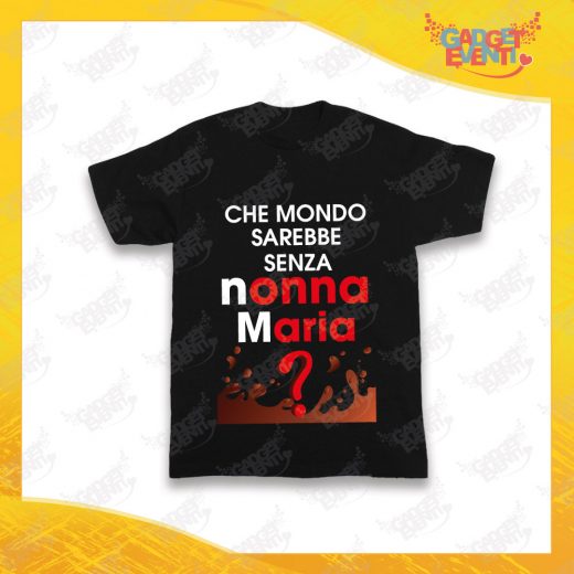 Maglietta Nera Bimbo "Che Mondo senza Nonno/a con Nome" Grafica Donna Idea Regalo T-Shirt Festa dei Nonni Gadget Eventi