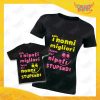 Coppia di T-Shirt Donna Bimbo Nere "Nipoti Stupendi Per Nonna" grafica rosa Magliette divertenti per Nonna e Nipote Gadget Eventi