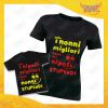 Coppia di T-Shirt Donna Bimbo Nere "Nipoti Stupendi Per Nonna" grafica rossa Magliette divertenti per Nonna e Nipote Gadget Eventi