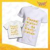 Coppia di T-Shirt Uomo Bimbo Bianche "Nipoti Stupendi Per Nonno" grafica oro Magliette divertenti per Nonno e Nipote Gadget Eventi