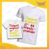 Coppia di T-Shirt Uomo Bimbo Bianche "Nipoti Stupendi Per Nonno" grafica Rossa Magliette divertenti per Nonno e Nipote Gadget Eventi