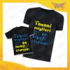 Coppia di T-Shirt Uomo Bimbo Nere "Nipoti Stupendi Per Nonno" grafica azzurra Magliette divertenti per Nonno e Nipote Gadget Eventi