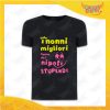 Maglietta Uomo Nera "Nipoti Stupendi per Nonno" grafica Rosa Idea Regalo Nonno T-Shirt Festa dei Nonni Gadget Eventi