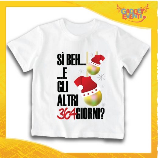 T-Shirt Bimbo Bianca Maglietta "Gli Altri 364 Giorni?" grafica Nera Gadget Eventi