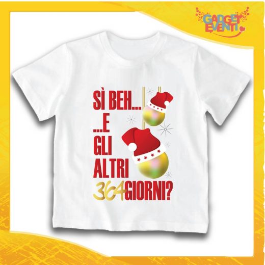T-Shirt Bimbo Bianca Maglietta "Gli Altri 364 Giorni?" grafica Rossa Gadget Eventi