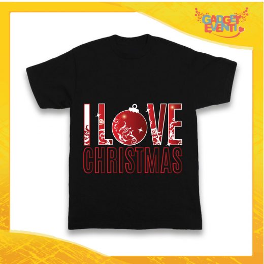 T-Shirt Bimbo Nera Maglietta "I Love Christmas" grafica Rossa Gadget Eventi