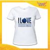 T-Shirt Donna Natalizia Bianca "I Love Christmas" grafica Blu Maglietta per l'inverno Maglia Natalizia Idea Regalo Gadget Eventi