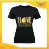 T-Shirt Donna Natalizia Nera "I Love Christmas" grafica Oro Maglietta per l'inverno Maglia Natalizia Idea Regalo Gadget Eventi