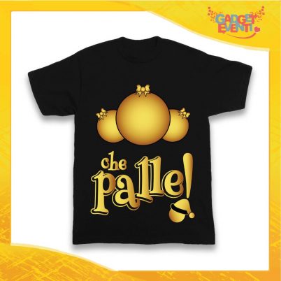 T-Shirt Bimbo Maglietta Nera "Che Palle" grafica Oro Gadget Eventi