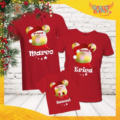 tris di t-shirt ''topolino family'' rosse
