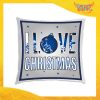 Cuscino Natalizio Personalizzato con Grafica Blu "I Love Christmas" Arredamento poltrone Divani e Letto Idea Regalo Cuscini Natalizi Gadget Eventi