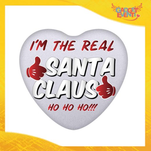 Mouse Pad a Cuore Natalizio grafica Argento "Real Santa Claus" tappetino pc ufficio idea regalo festa di Natale gadget eventi