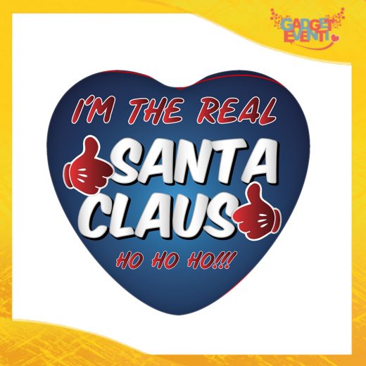 Mouse Pad a Cuore Natalizio grafica Blu "Real Santa Claus" tappetino pc ufficio idea regalo festa di Natale gadget eventi