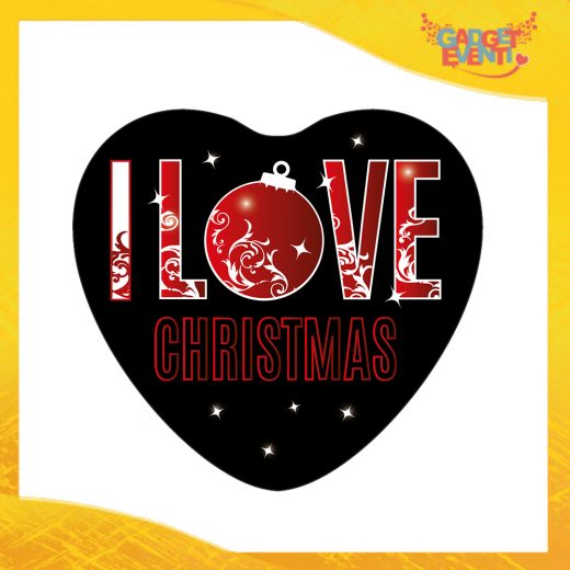 Mouse Pad a Cuore Natalizio Grafica Rossa "I Love Christmas" tappetino pc ufficio idea regalo festa di Natale gadget eventi