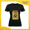 T-Shirt Donna Natalizia Nera "Babbo Natale Ricercato" grafica Oro Maglietta per l'inverno Maglia Natalizia Idea Regalo Gadget Eventi