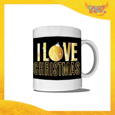 Tazza Natalizia Personalizzata "I Love Christmas" grafica Oro Mug Colazione Breakfast Idea Regalo Festività Natalizie Gadget Eventi