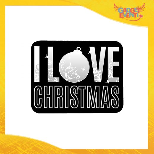 Mouse Pad Rettangolare Natalizio Grafica Argento "I Love Christmas" tappetino pc ufficio idea regalo festa di Natale gadget eventi