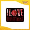 Mouse Pad Rettangolare Natalizio Grafica Rossa "I Love Christmas" tappetino pc ufficio idea regalo festa di Natale gadget eventi