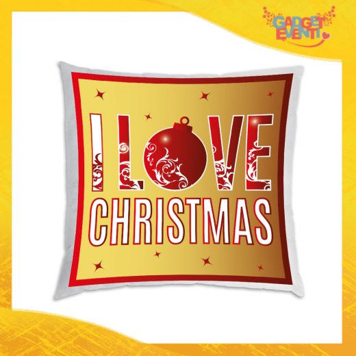 Cuscino Natalizio Personalizzato con Grafica Rossa "I Love Christmas" Arredamento poltrone Divani e Letto Idea Regalo Cuscini Natalizi Gadget Eventi
