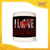 Salvadanaio Portamonete in ceramica Natalizio personalizzato "I Love Christmas". Porta risparmi monetine e monete Grafica Rossa Idea Regalo Gadget Eventi