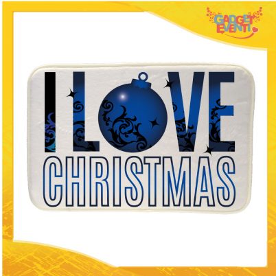Mouse Pad Rettangolare Natalizio Grafica Blu "I Love Christmas" tappetino pc ufficio idea regalo festa di Natale gadget eventi