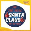 Mouse Pad Tondo Natalizio grafica Blu "Real Santa Claus" tappetino pc ufficio idea regalo festa di Natale gadget eventi