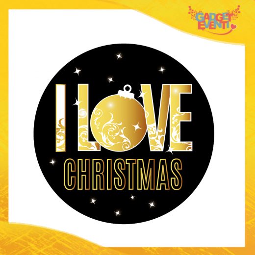 Mouse Pad Tondo Natalizio Grafica Oro "I Love Christmas" tappetino pc ufficio idea regalo festa di Natale gadget eventi