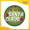 Mouse Pad Tondo Natalizio grafica Verde "Real Santa Claus" tappetino pc ufficio idea regalo festa di Natale gadget eventi