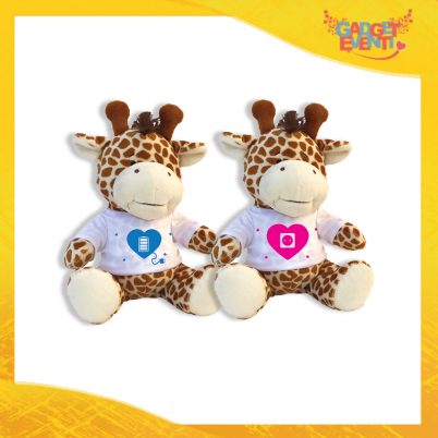 Coppia di Peluche Love Pupazzi a forma di Giraffa "Amore Ricarica" Pupazzetti di San Valentino Idea Regalo per Innamorati Gadget Eventi