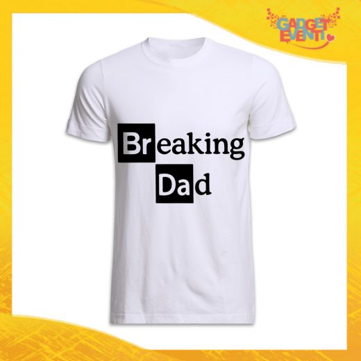 T-Shirt Uomo Bianca "Breaking Dad" Idea Regalo Originale Festa del Papà Gadget Eventi