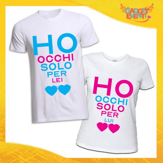 T-Shirt Coppia Magliette Bianche Grafica Multicolore "Amore Ricarica" Gadget Eventi