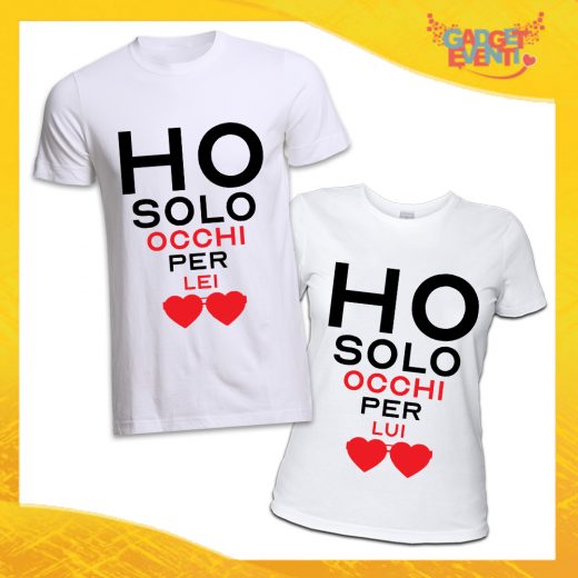 T-Shirt Coppia Magliette Bianche Grafica Nera "Amore Ricarica" Gadget Eventi