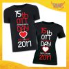 T-Shirt Coppia Magliette Nere "Anniversario con Data e Nomi" Gadget Eventi