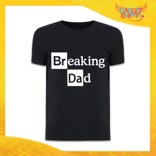T-Shirt Uomo Nera "Breaking Dad" Idea Regalo Originale Festa del Papà Gadget Eventi