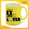 Tazza Fluo Gialla Personalizzata "Ex Latin Lover" Mug Colazione Breakfast Idea Regalo Per Addii al Celibato Gadget Eventi