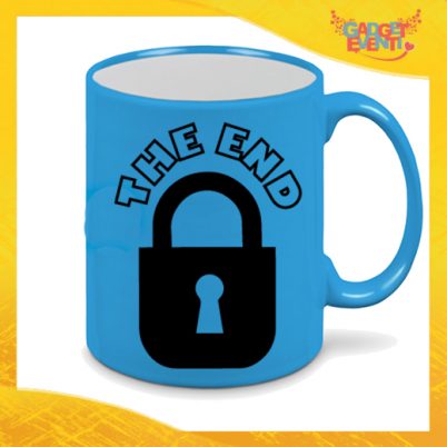 Tazza Fluo Blu Personalizzata "The End" Mug Colazione Breakfast Idea Regalo Per Addii al Celibato Gadget Eventi