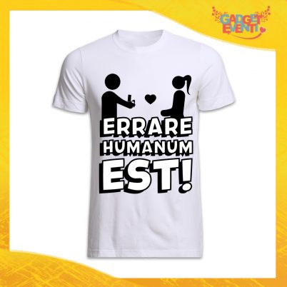T-Shirt Uomo Bianca Addio al Celibato Maglietta "Errare Humanum Est" Gadget Eventi