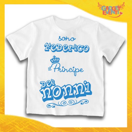 Maglietta Bianca Bimbo "Principe/Principessa dei Nonni" Idea Regalo T-Shirt Festa dei Nonni Gadget Eventi